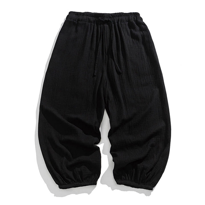 Buddha Stonesソフト無地ドローストリングコットンメンズパンツ ポケット付き - 黒 - US/UK/AU46、 EU56 (5XL) - image 13