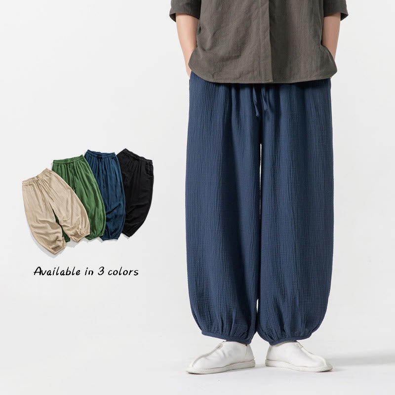 Buddha Stonesソフト無地ドローストリングコットンメンズパンツ ポケット付き - image 30