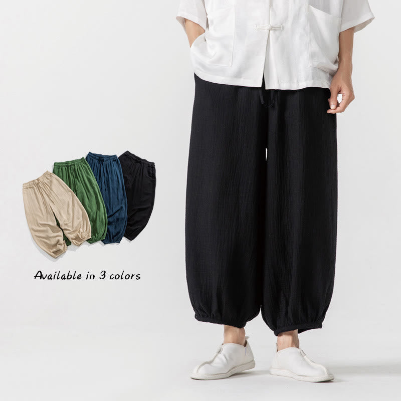 Buddha Stonesソフト無地ドローストリングコットンメンズパンツ ポケット付き - image 22