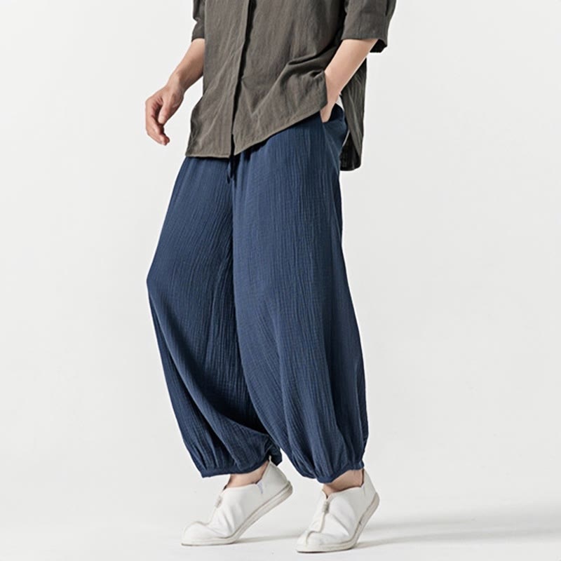 Buddha Stonesソフト無地ドローストリングコットンメンズパンツ ポケット付き - image 24