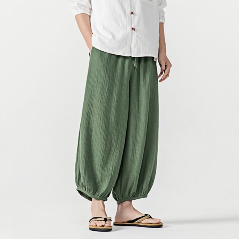 Buddha Stonesソフト無地ドローストリングコットンメンズパンツ ポケット付き - image 36
