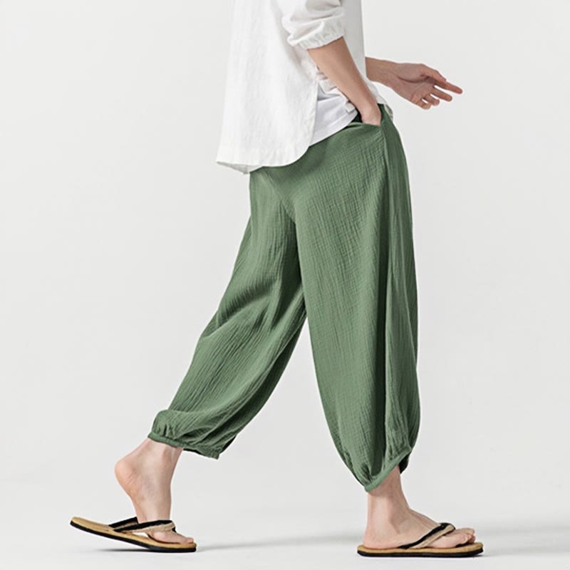 Buddha Stonesソフト無地ドローストリングコットンメンズパンツ ポケット付き - image 40