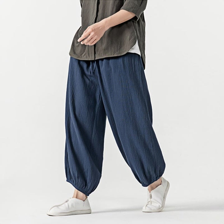 Buddha Stonesソフト無地ドローストリングコットンメンズパンツ ポケット付き - image 29