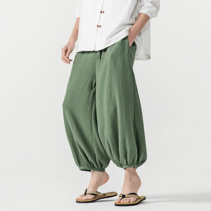 Buddha Stonesソフト無地ドローストリングコットンメンズパンツ ポケット付き - image 32