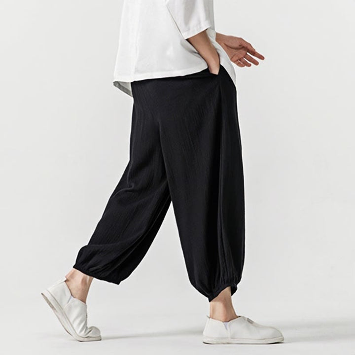 Buddha Stonesソフト無地ドローストリングコットンメンズパンツ ポケット付き - image 16