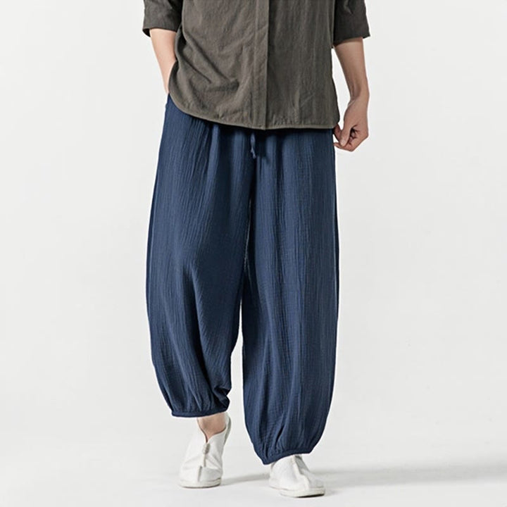 Buddha Stonesソフト無地ドローストリングコットンメンズパンツ ポケット付き - image 27