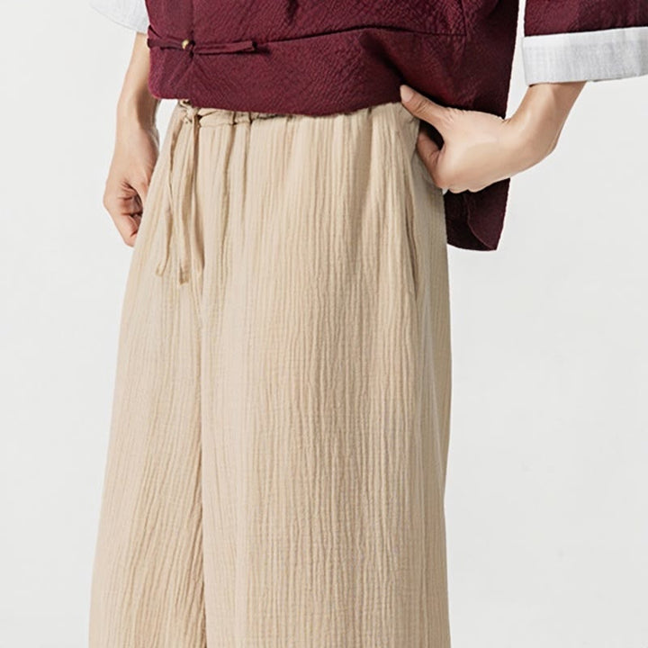 Buddha Stonesソフト無地ドローストリングコットンメンズパンツ ポケット付き - image 8