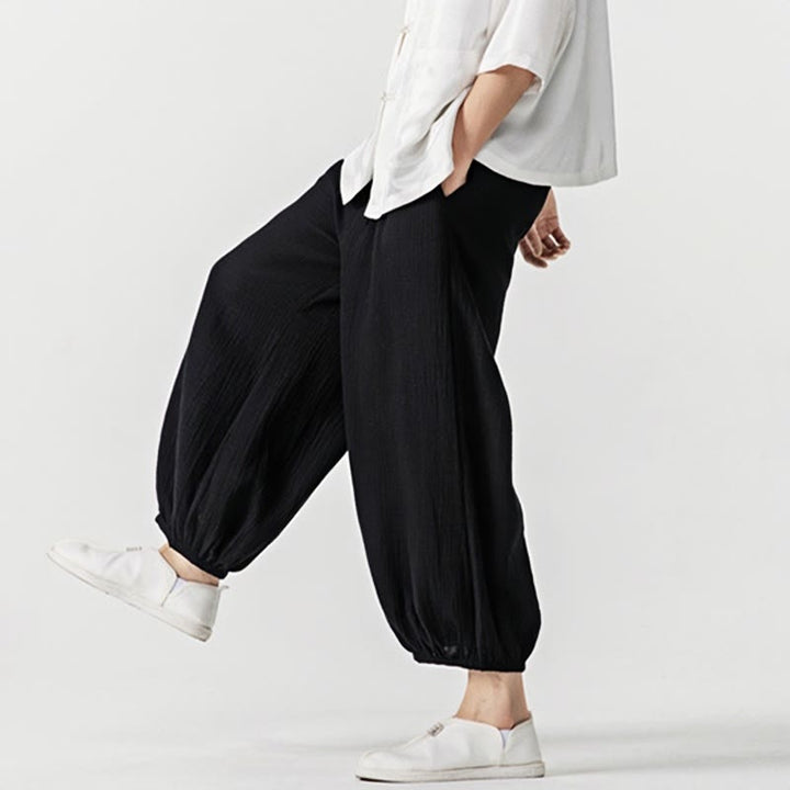 Buddha Stonesソフト無地ドローストリングコットンメンズパンツ ポケット付き - image 20