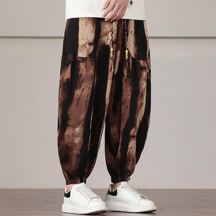 Buddha Stonesストライプ柄ドローストリングメンズハーレムパンツ（ポケット付き） - image 13