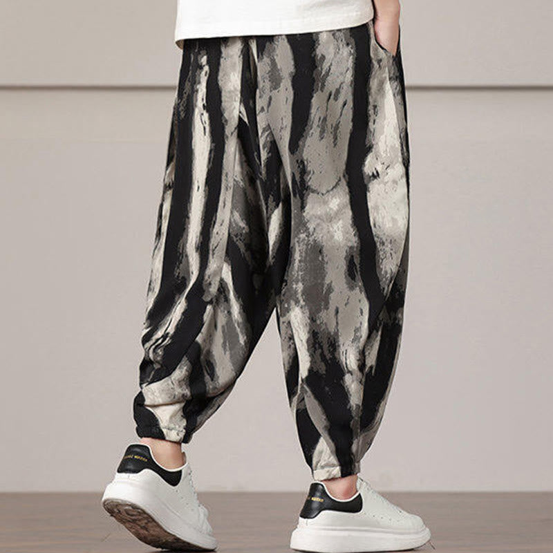 Buddha Stonesストライプ柄ドローストリングメンズハーレムパンツ（ポケット付き） - image 2