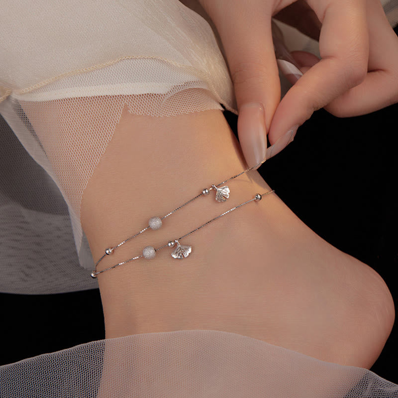 Buddha Stones925スターリングシルバー イチョウ葉 二重保護アンクレット - image 5