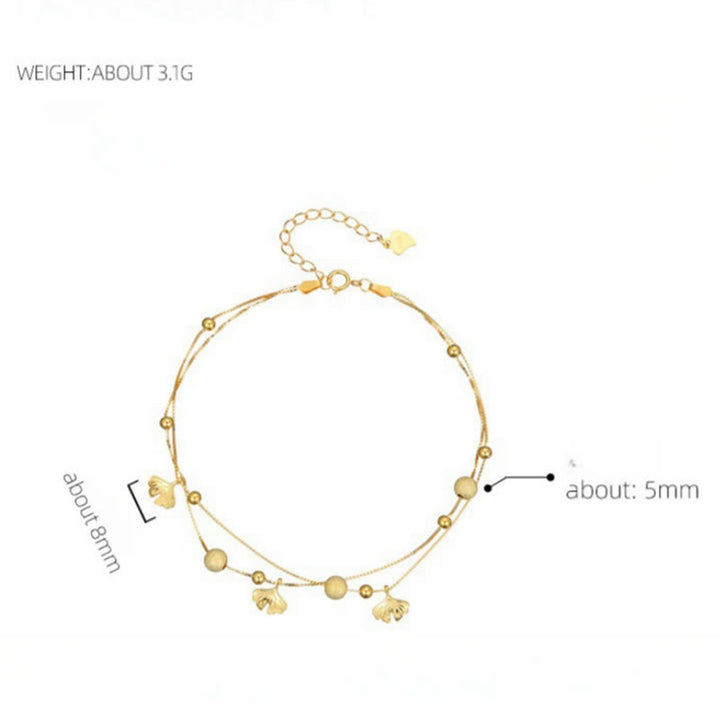 Buddha Stones925スターリングシルバー イチョウ葉 二重保護アンクレット - image 11