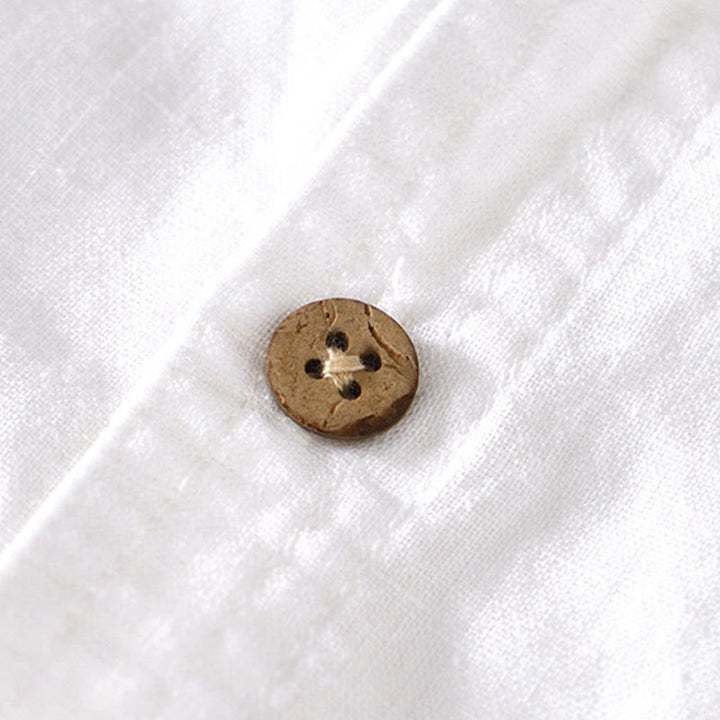 Buddha Stones夏用 スタンドカラー 半袖 コットンリネン ハーフボタン メンズシャツ - image 10