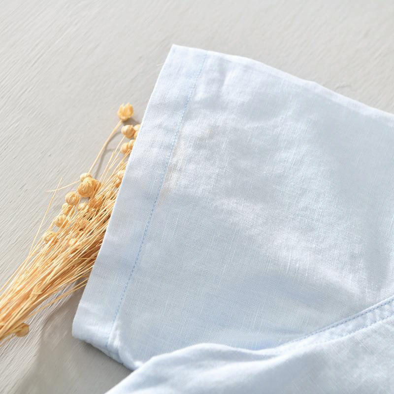 Buddha Stonesカジュアルシンプルデザイン半袖コットンリネンハーフボタンメンズシャツ - image 14