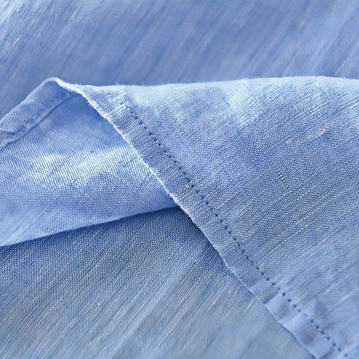 Buddha Stonesデイリー 無地 スタンドカラー 半袖 リネン ハーフボタン メンズシャツ - image 17