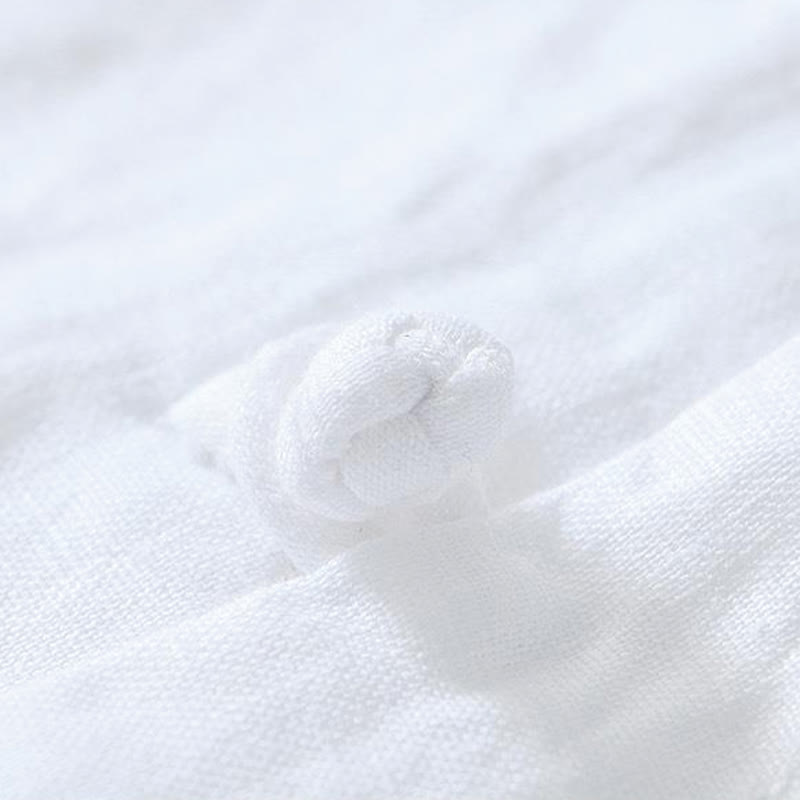 Buddha Stonesデイリーフロッグボタンスタンドカラー半袖リネンメンズシャツ - image 9