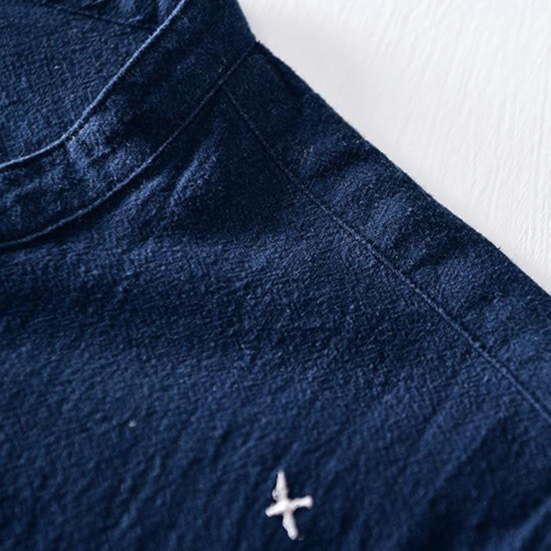 Buddha Stonesカエルボタン マンダリンカラー 刺繍 コットンリネン 半袖 メンズシャツ - image 4