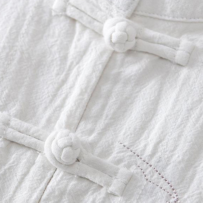 Buddha Stonesカエルボタン マンダリンカラー 刺繍 コットンリネン 半袖 メンズシャツ - image 13