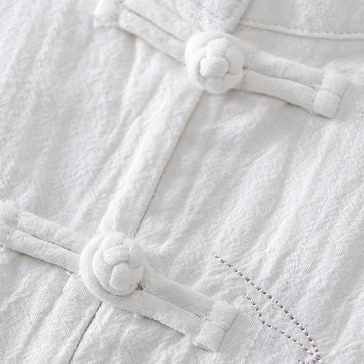 Buddha Stonesカエルボタン マンダリンカラー 刺繍 コットンリネン 半袖 メンズシャツ - image 13