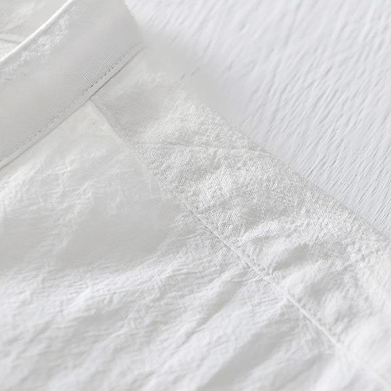 Buddha Stonesカエルボタン マンダリンカラー 刺繍 コットンリネン 半袖 メンズシャツ - image 15