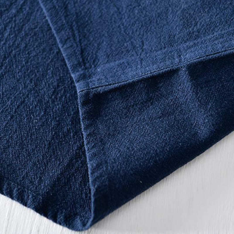 Buddha Stonesカエルボタン マンダリンカラー 刺繍 コットンリネン 半袖 メンズシャツ - image 7