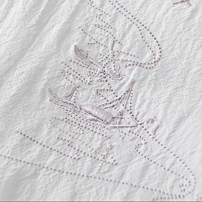 Buddha Stonesカエルボタン マンダリンカラー 刺繍 コットンリネン 半袖 メンズシャツ - image 14