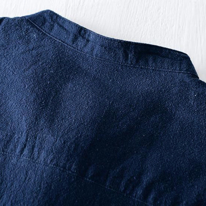 Buddha Stonesカエルボタン マンダリンカラー 刺繍 コットンリネン 半袖 メンズシャツ - image 5