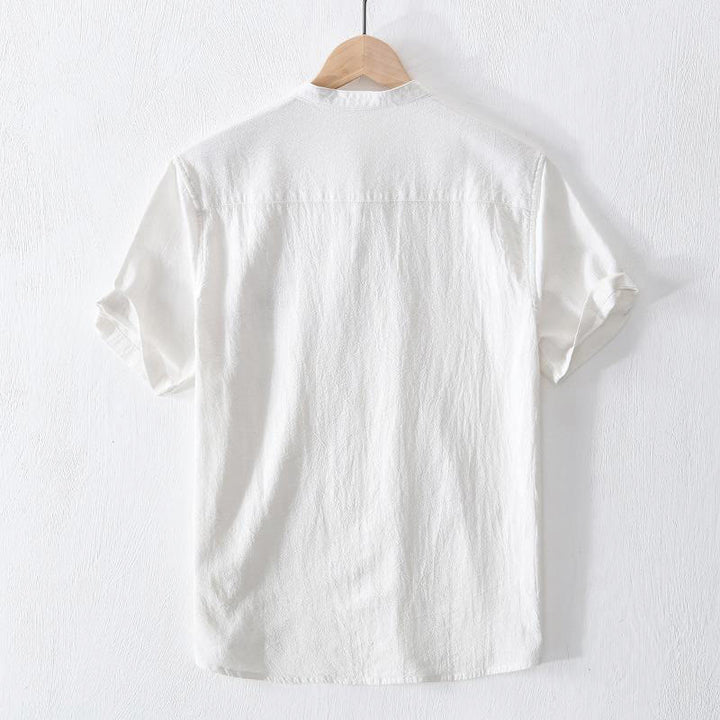 Buddha Stonesカエルボタン マンダリンカラー 刺繍 コットンリネン 半袖 メンズシャツ - image 11