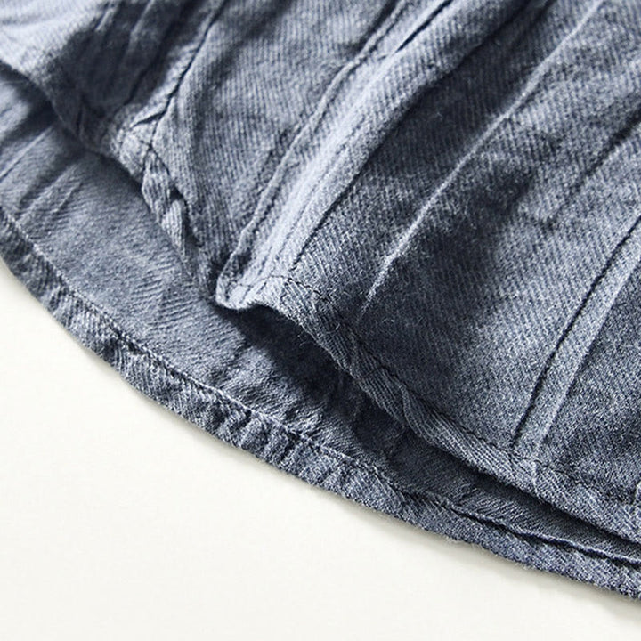 Buddha Stonesカジュアル 無地 ラペル ラミー リネン ハーフボタン メンズ シャツ - image 16