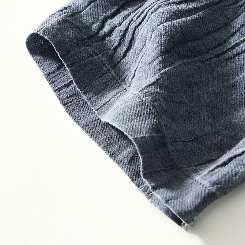 Buddha Stonesカジュアル 無地 ラペル ラミー リネン ハーフボタン メンズ シャツ - image 17