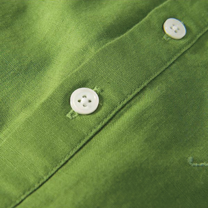 Buddha Stonesソフト刺繍 鶴柄 スタンドカラー コットンリネン ハーフボタン メンズシャツ - image 11
