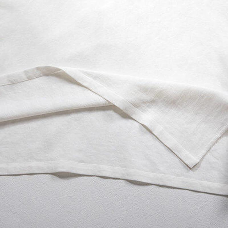 Buddha Stonesホワイト フロッグボタン リネン 七分袖 メンズシャツ - image 4