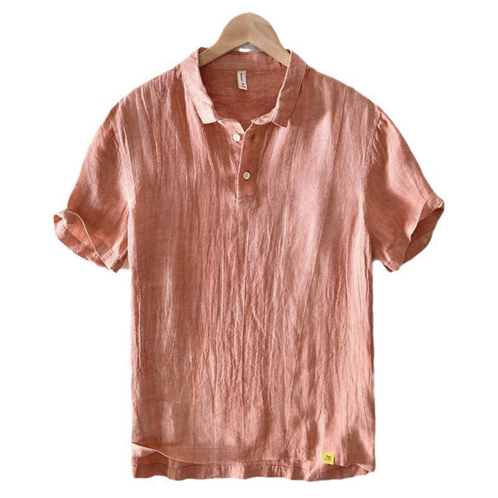 Buddha Stonesシンプルデザイン 半袖 ラペル リネン ハーフボタン メンズシャツ - image 12