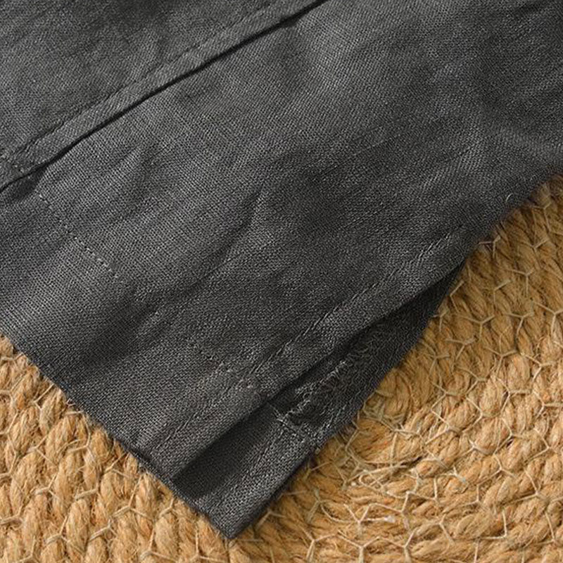 Buddha Stonesカジュアル 無地 Vネック 半袖 リネン メンズ シャツ - image 20