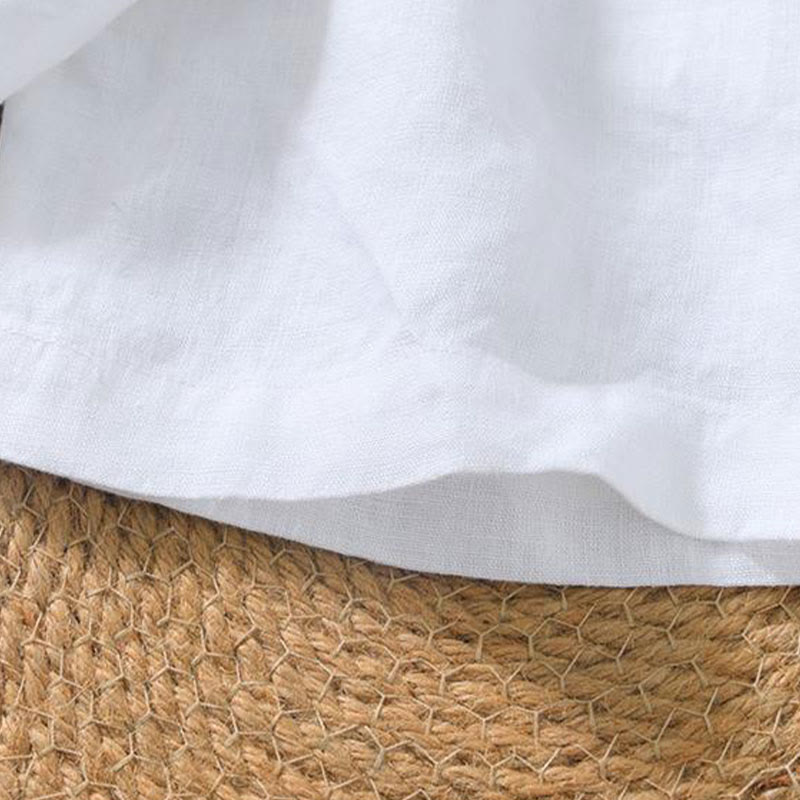 Buddha Stonesカジュアル 無地 Vネック 半袖 リネン メンズ シャツ - image 24