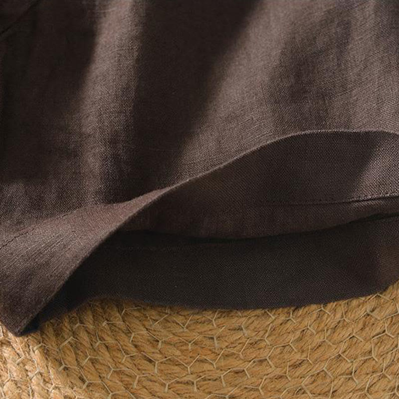 Buddha Stonesカジュアル 無地 Vネック 半袖 リネン メンズ シャツ - image 10