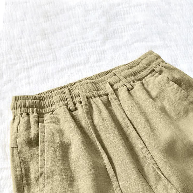 Buddha Stonesのドローストリングシンプルデザイン7-8丈コットンリネンメンズパンツポケット付き - image 16