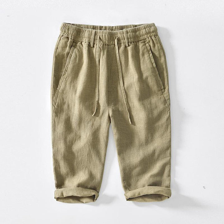 Buddha Stonesのドローストリングシンプルデザイン7-8丈コットンリネンメンズパンツポケット付き - カーキ - US/UK/AU42、 EU52 (3XL) - image 15