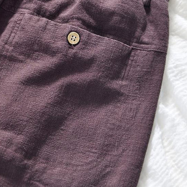 Buddha Stonesのドローストリングシンプルデザイン7-8丈コットンリネンメンズパンツポケット付き - image 8