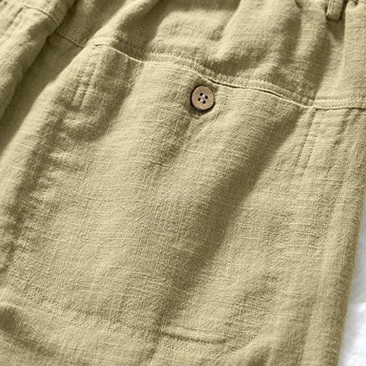 Buddha Stonesのドローストリングシンプルデザイン7-8丈コットンリネンメンズパンツポケット付き - image 18