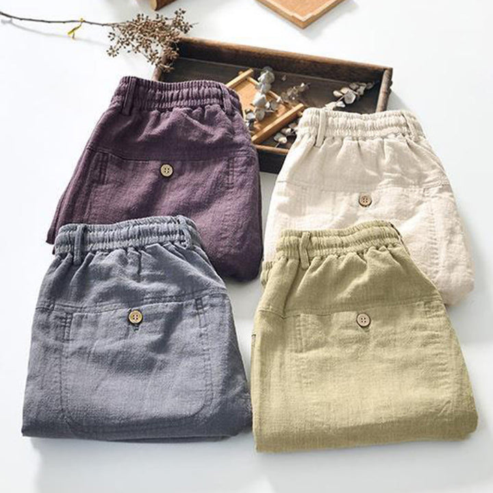 Buddha Stonesのドローストリングシンプルデザイン7-8丈コットンリネンメンズパンツポケット付き - image 20