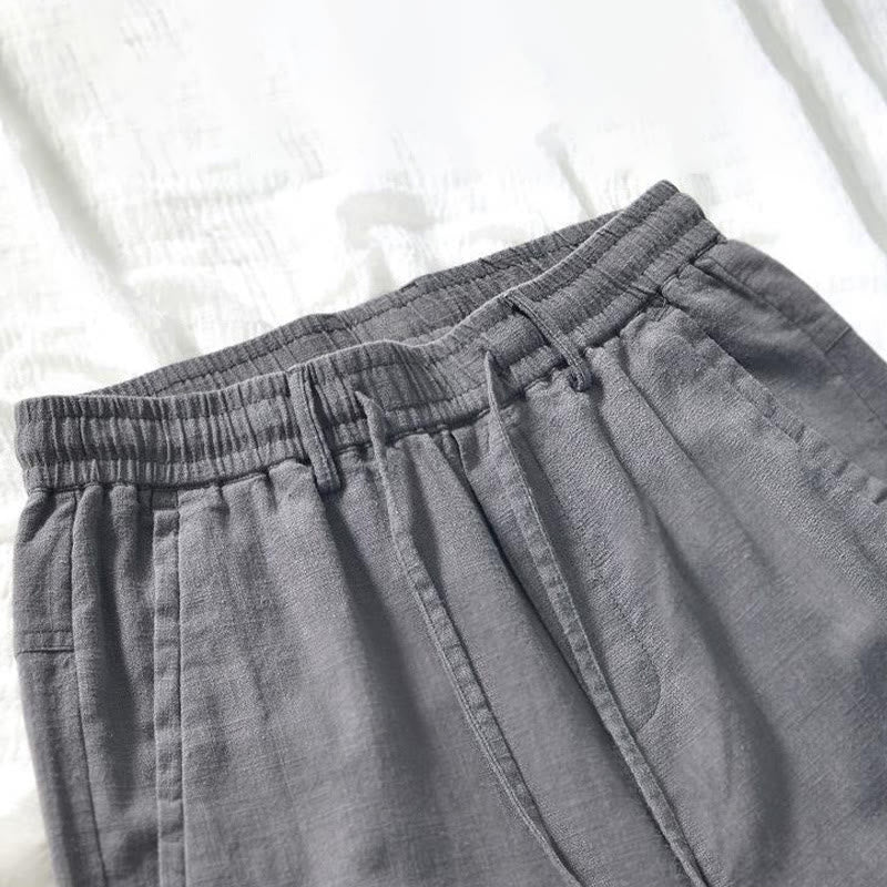 Buddha Stonesのドローストリングシンプルデザイン7-8丈コットンリネンメンズパンツポケット付き - image 11