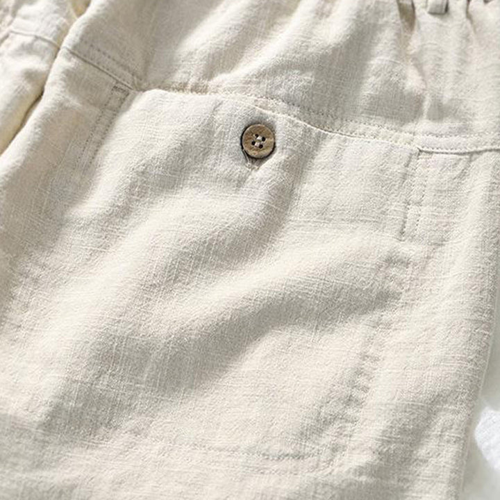 Buddha Stonesのドローストリングシンプルデザイン7-8丈コットンリネンメンズパンツポケット付き - image 3