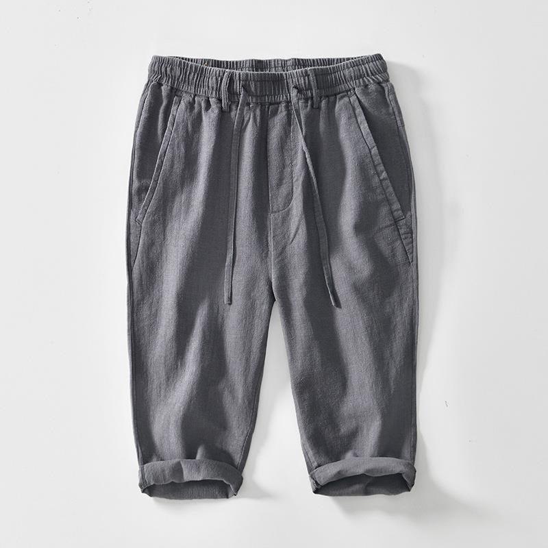 Buddha Stonesのドローストリングシンプルデザイン7-8丈コットンリネンメンズパンツポケット付き - ディムグレー - US/UK/AU42、 EU52 (3XL) - image 10