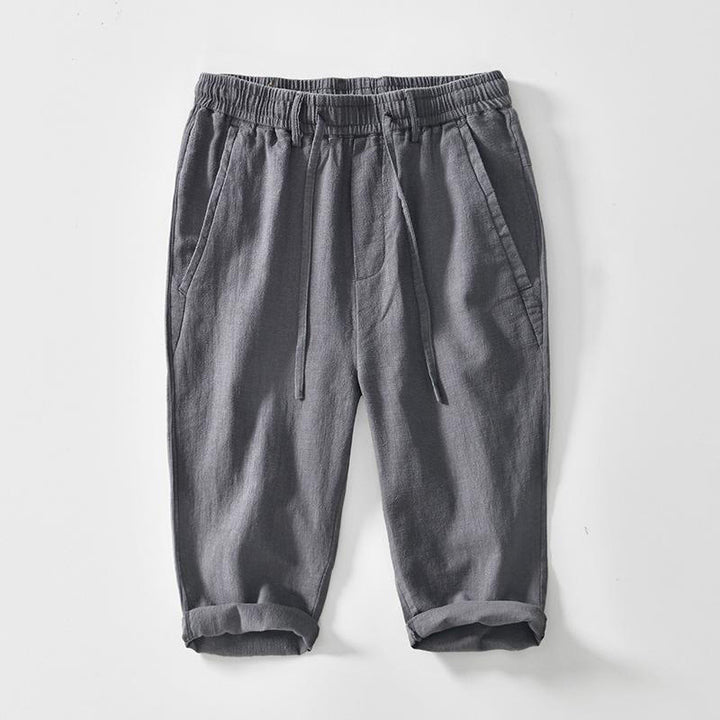 Buddha Stonesのドローストリングシンプルデザイン7-8丈コットンリネンメンズパンツポケット付き - ディムグレー - US/UK/AU42、 EU52 (3XL) - image 10