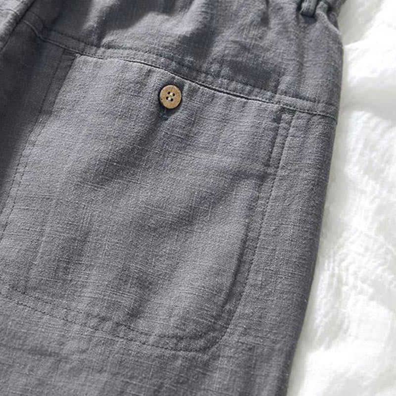 Buddha Stonesのドローストリングシンプルデザイン7-8丈コットンリネンメンズパンツポケット付き - image 13