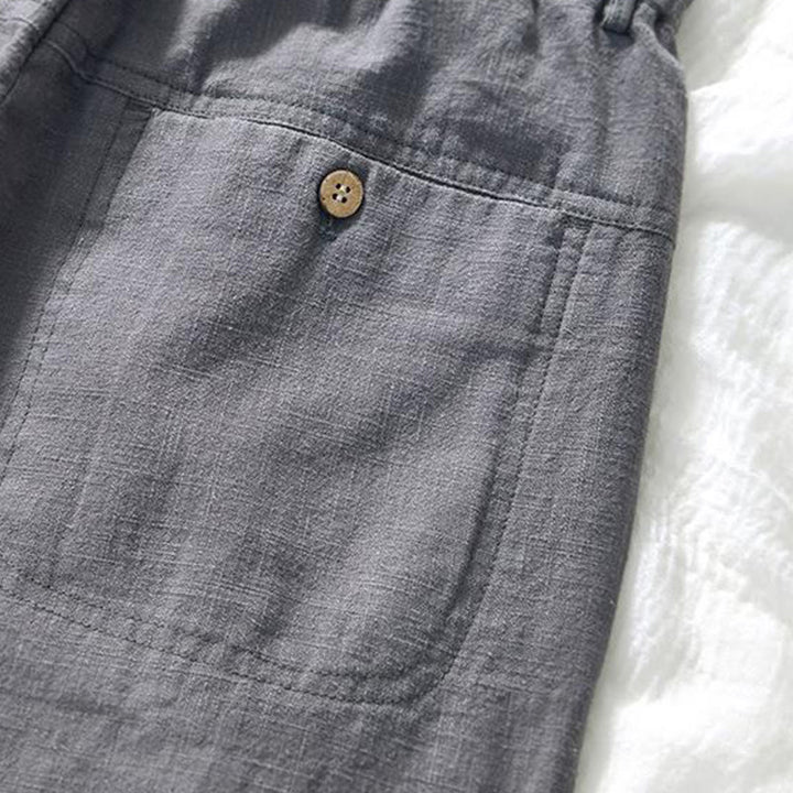 Buddha Stonesのドローストリングシンプルデザイン7-8丈コットンリネンメンズパンツポケット付き - image 13