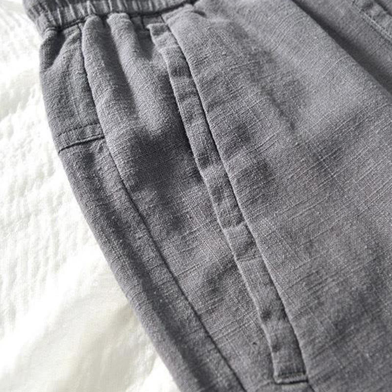 Buddha Stonesのドローストリングシンプルデザイン7-8丈コットンリネンメンズパンツポケット付き - image 12