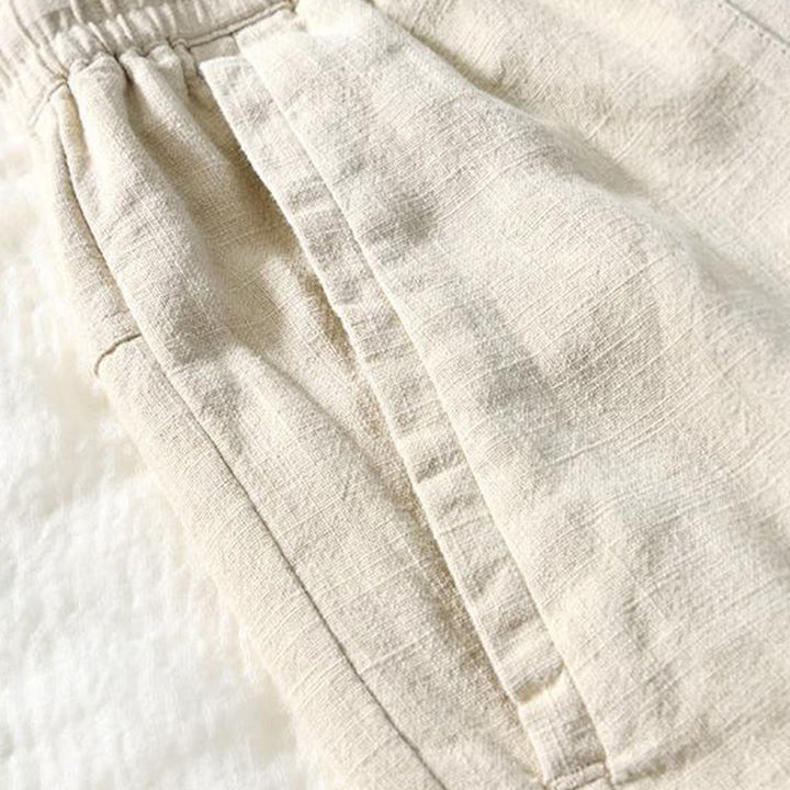 Buddha Stonesのドローストリングシンプルデザイン7-8丈コットンリネンメンズパンツポケット付き - image 2