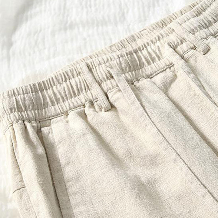 Buddha Stonesのドローストリングシンプルデザイン7-8丈コットンリネンメンズパンツポケット付き - image 1